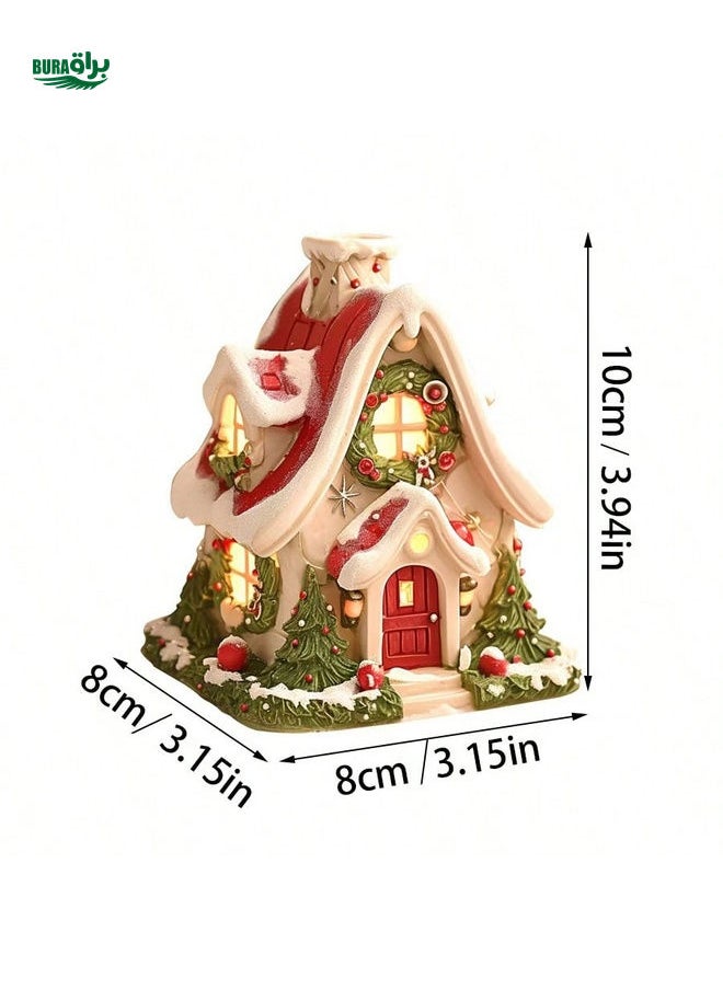 1pc Resin Christmas Snow House Incense Burner With Tongs, Decorative Accessories For Home, Living Room, No Fragrance Included, Christmas Decorations