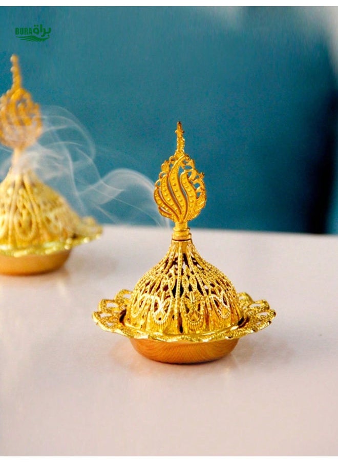 1pc Creative Decor Golden Incense Burner, Luxury Hollow Incense Holder, Elegant Aromatherapy Censer, Suitable For Home, Room, Living Room, Bedroom, Office, Garden, Camping And Other Scenes