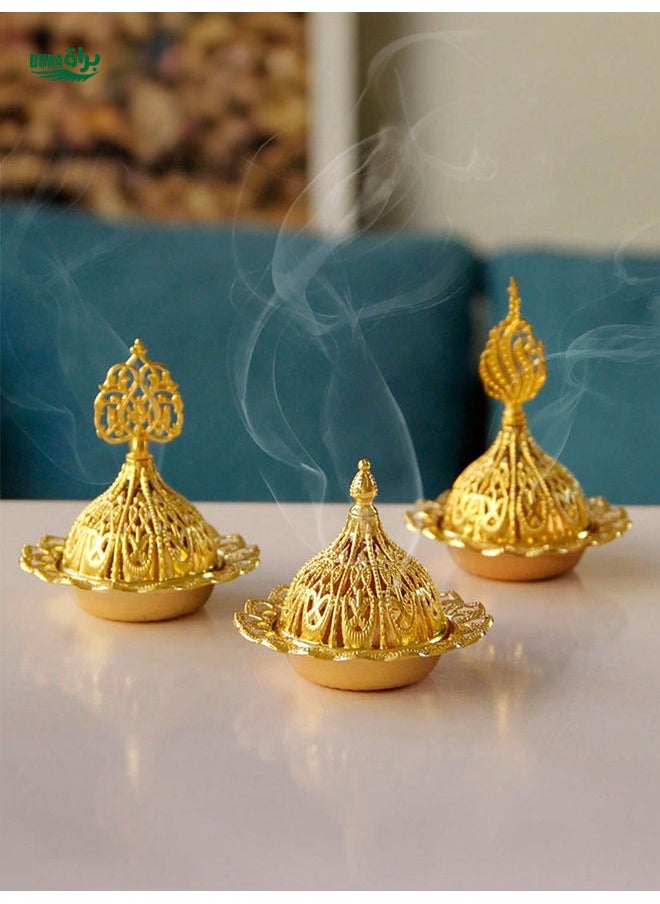 1pc Creative Decor Golden Incense Burner, Luxury Hollow Incense Holder, Elegant Aromatherapy Censer, Suitable For Home, Room, Living Room, Bedroom, Office, Garden, Camping And Other Scenes