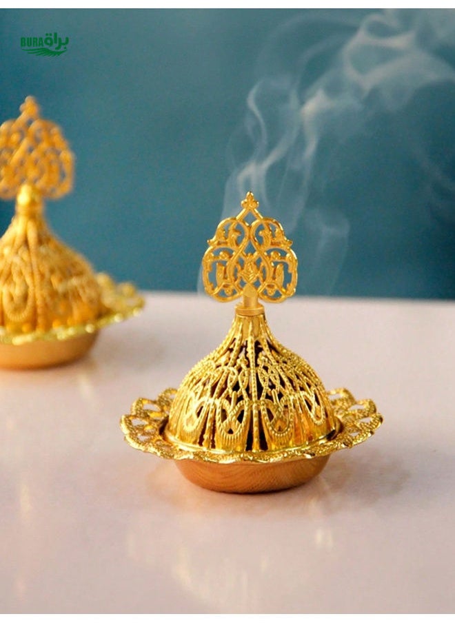 1pc Creative Decor Golden Incense Burner, Luxury Hollow Incense Holder, Elegant Aromatherapy Censer, Suitable For Home, Room, Living Room, Bedroom, Office, Garden, Camping And Other Scenes