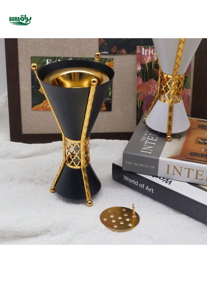 WINON 1pc Iron Made Dual-Tone Sculpture Oil Burner Incense Holder, 2024 New Model - MABKHARA