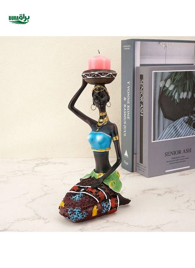 Candle Holders African Women Decor For Table Desk Decorative Dining Room Candleholder Sculptures Resin Candlestick Vintage