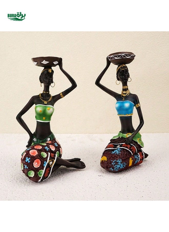 Candle Holders African Women Decor For Table Desk Decorative Dining Room Candleholder Sculptures Resin Candlestick Vintage