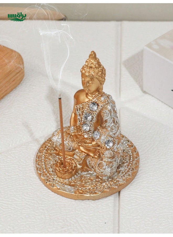 1pc Zen Buddah Figurine Incense Holder, Decorative Piece For Bedroom