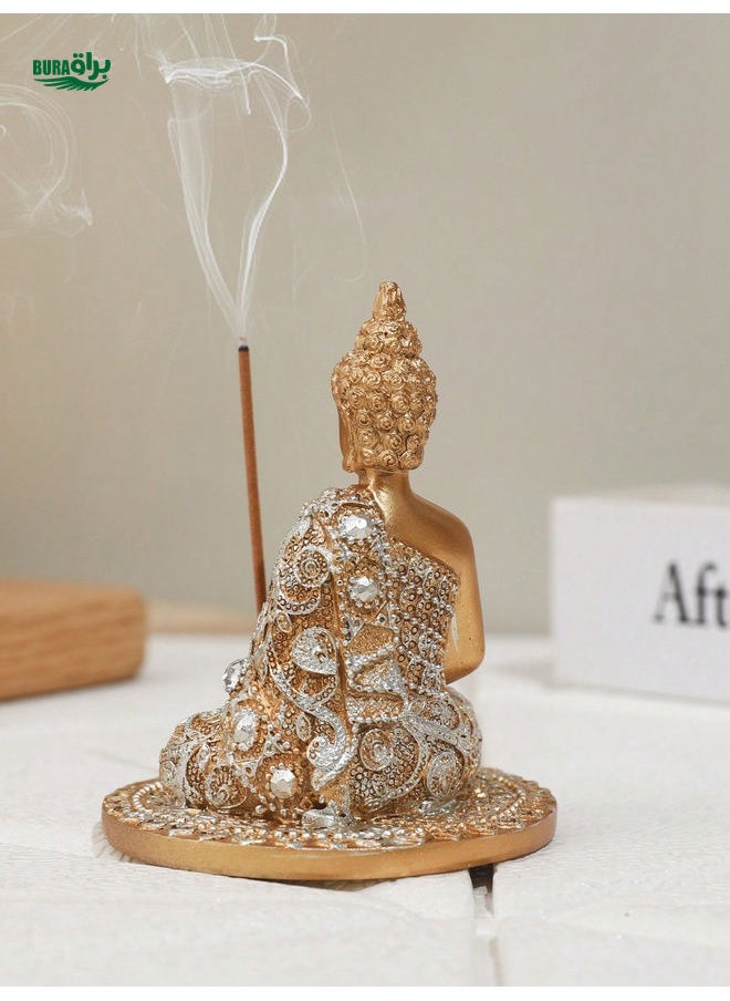 1pc Zen Buddah Figurine Incense Holder, Decorative Piece For Bedroom