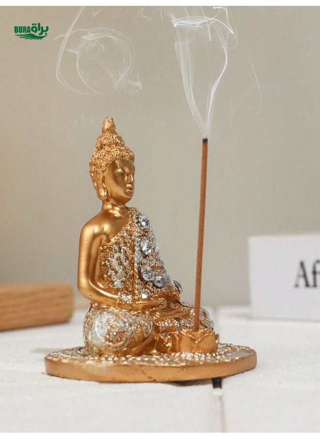 1pc Zen Buddah Figurine Incense Holder, Decorative Piece For Bedroom