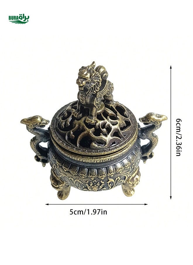 Alloy Incense Burner Incense Insert Double Dragon Tripod Furnace Auspicious Cloud Incense Household Incense Burner Suanni Plate Small Incense Burner