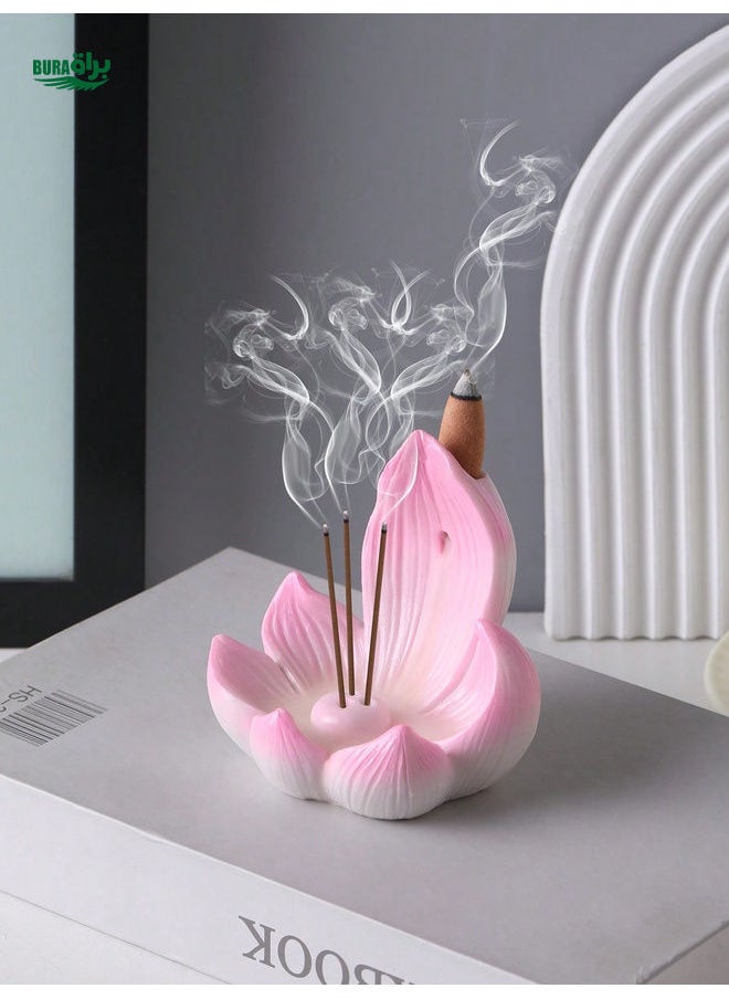 1pc Resin Lotus Flower Design Multifunctional Incense Burner For Home, Living Room, TV Cabinet