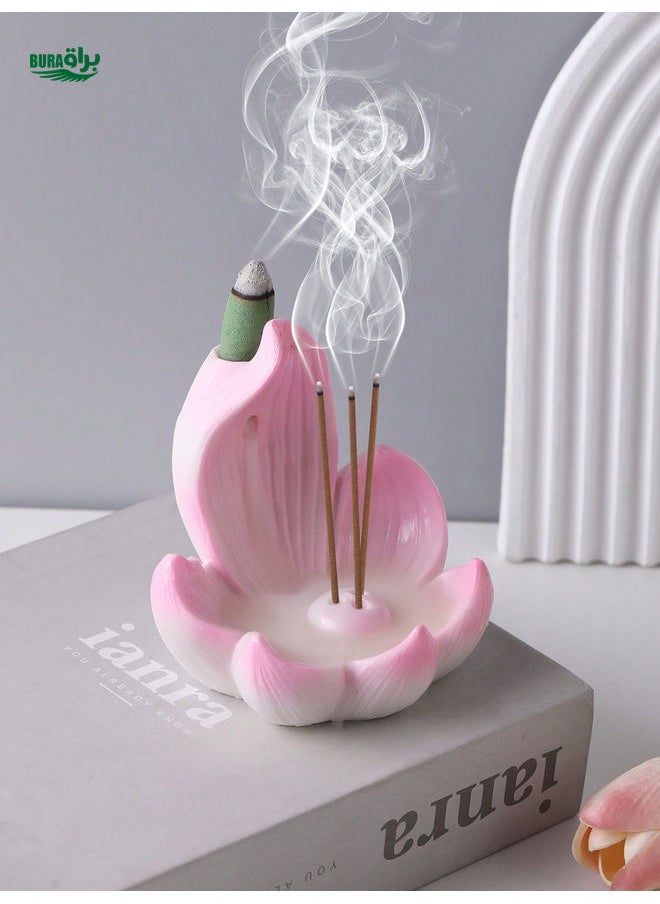 1pc Resin Lotus Flower Design Multifunctional Incense Burner For Home, Living Room, TV Cabinet