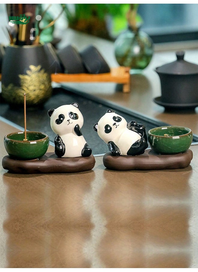 1pc Panda Ceramic Sandalwood Thread Incense Burner - Ceramic Incense Burner, Ceramic Incense Burner, Tea Room Desktop Decoration, Leisure Incense Accessories, Desktop Decoration