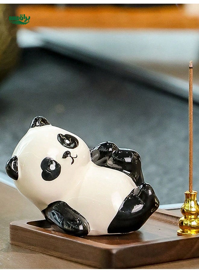 1pc Panda Ceramic Sandalwood Thread Incense Burner - Ceramic Incense Burner, Ceramic Incense Burner, Tea Room Desktop Decoration, Leisure Incense Accessories, Desktop Decoration