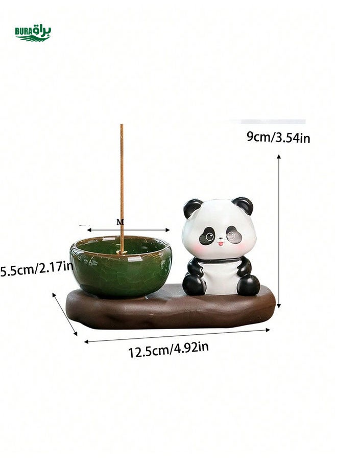 1pc Panda Ceramic Sandalwood Thread Incense Burner - Ceramic Incense Burner, Ceramic Incense Burner, Tea Room Desktop Decoration, Leisure Incense Accessories, Desktop Decoration