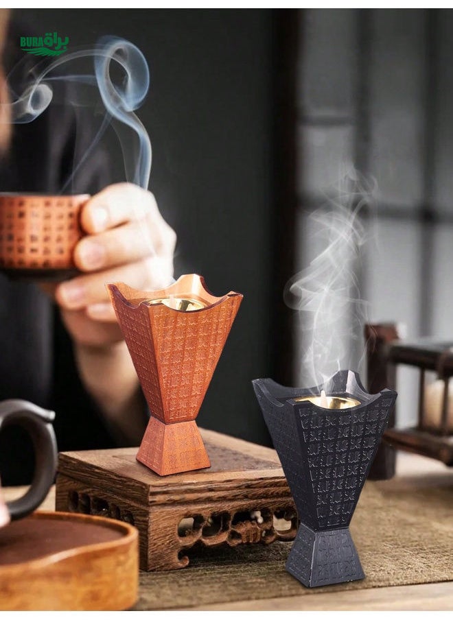 1pc Cup-Shaped Aromatherapy Incense Burner, Home Fragrance Diffuser, Traditional Crafted Incense Box For Sandalwood Cones & Coils