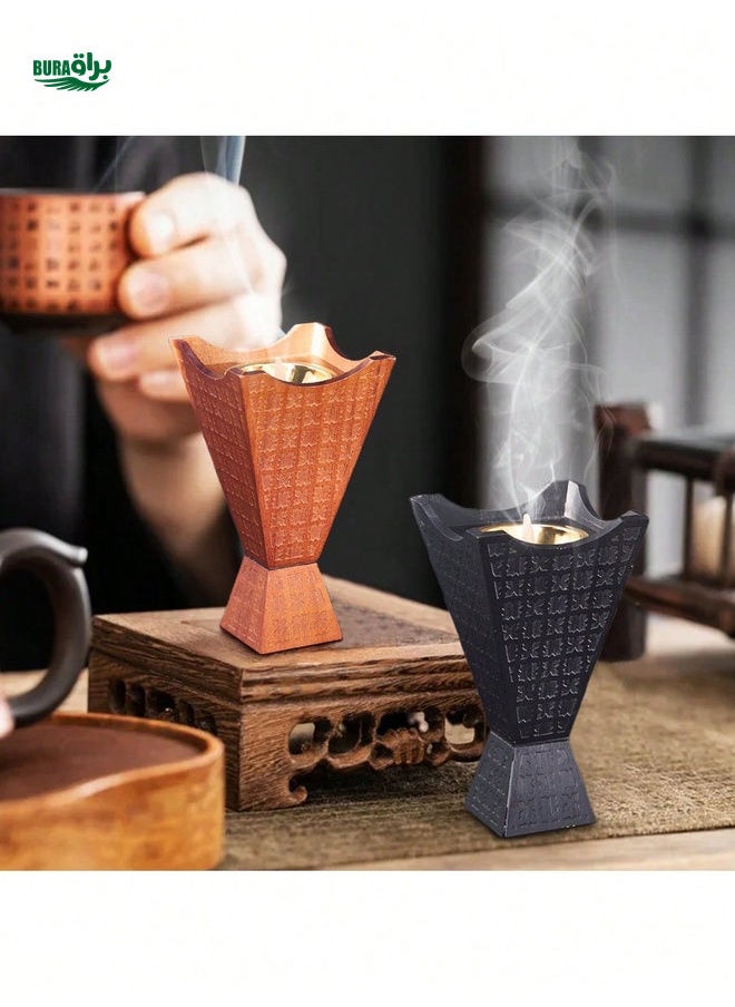 1pc Cup-Shaped Aromatherapy Incense Burner, Home Fragrance Diffuser, Traditional Crafted Incense Box For Sandalwood Cones & Coils