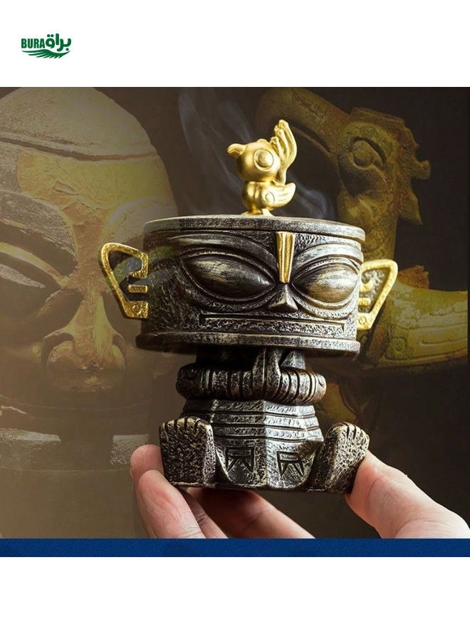 1pc Sanxingdui Mask Ceramic Incense Burner, Retro Cultural Creative Decoration, Exquisite Craftsmanship, Suitable For Home Decor, Living Room, Study, Tea Room