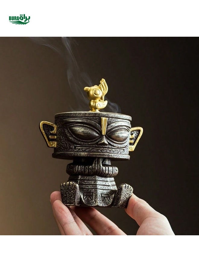 1pc Sanxingdui Mask Ceramic Incense Burner, Retro Cultural Creative Decoration, Exquisite Craftsmanship, Suitable For Home Decor, Living Room, Study, Tea Room