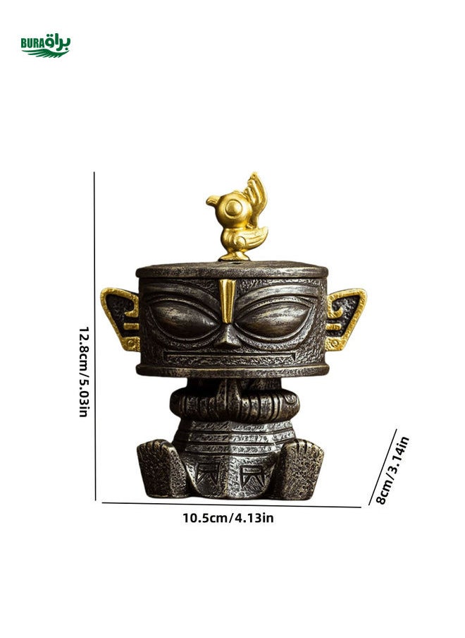 1pc Sanxingdui Mask Ceramic Incense Burner, Retro Cultural Creative Decoration, Exquisite Craftsmanship, Suitable For Home Decor, Living Room, Study, Tea Room