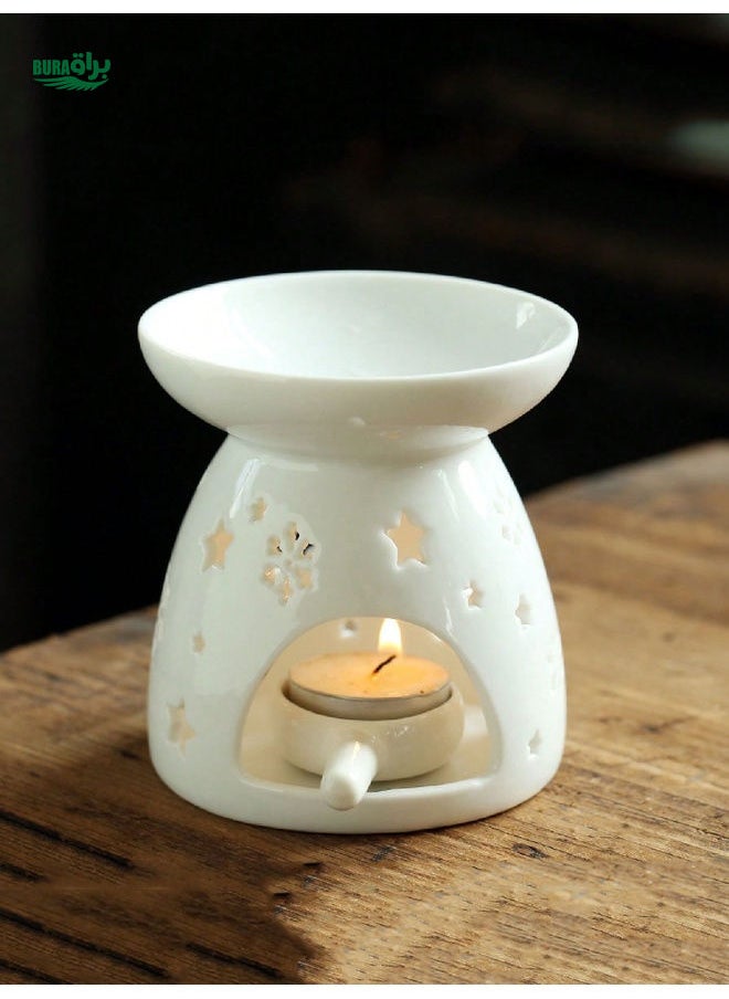 1pc Ceramic Essential Oil Aromatherapy Candle Lamp For Home Bedroom