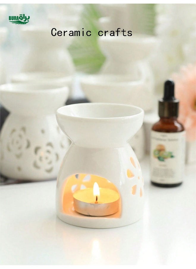 1pc Ceramic Essential Oil Aromatherapy Candle Lamp For Home Bedroom