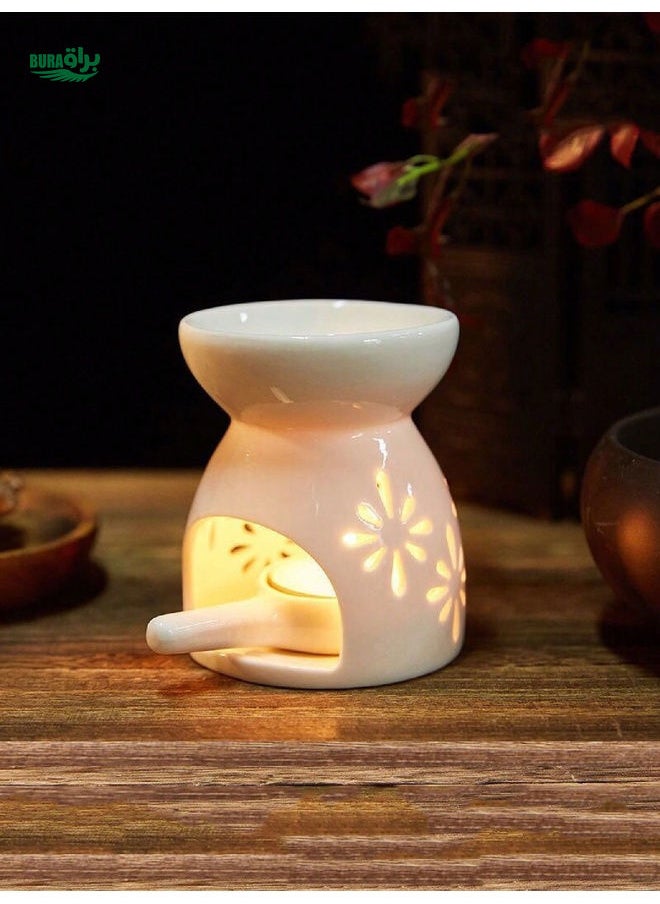 1pc Ceramic Essential Oil Aromatherapy Candle Lamp For Home Bedroom