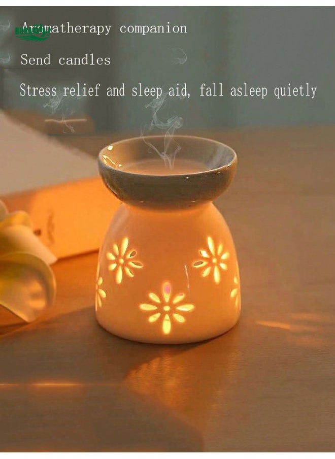 1pc Ceramic Essential Oil Aromatherapy Candle Lamp For Home Bedroom