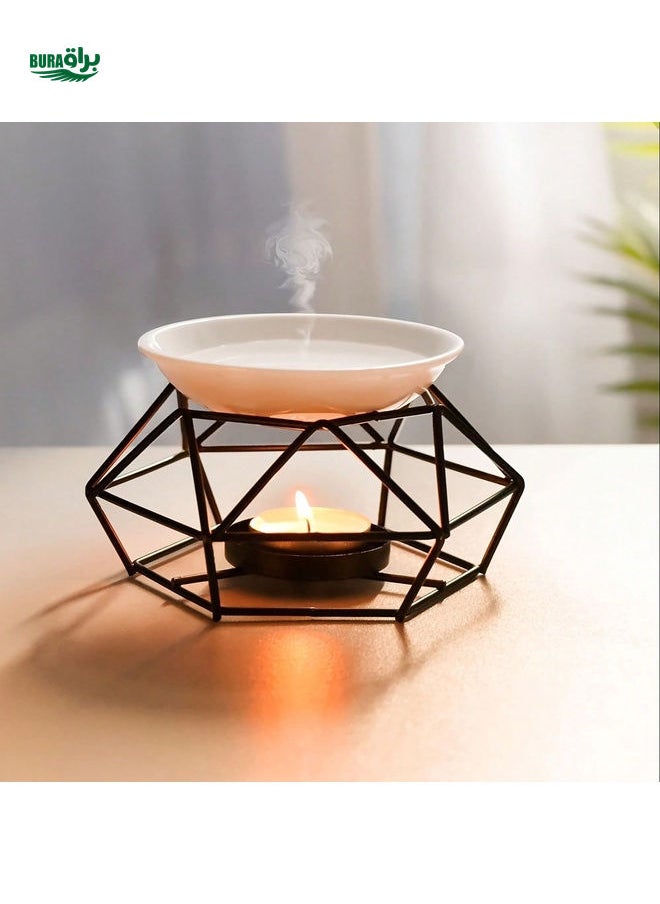 1set Ceramic Tealight Candle Holder Diffuser Essential Oil Burner Aroma Candle Oil Burner Warmer Diffuser Tea Light Wax Melt Warmer Bird's Nest Stylish Design Furnace Home Decoration Metal Halloween, Spooky, Autumn, Festival, Holiday Christmas, Winter, Holiday, Festival