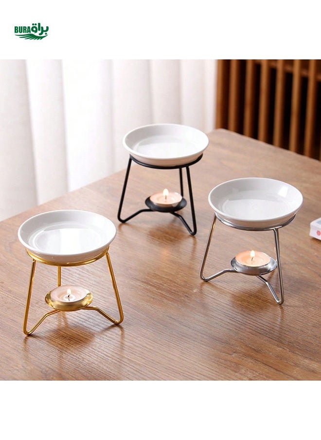 1pc Tripod Stand Aroma Burner (Gold/Silver/Black) (Candle Not Included) Creative Exquisite New Style Aromatherapy Oil Burner Wax Warmer Home Decor Candle Holder