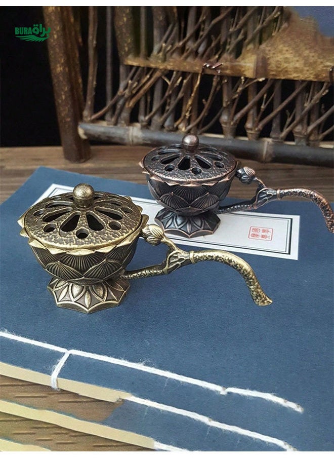 1pc Vintage Lotus Fluffy Incense Burner - Portable Aroma Decor - Serene Home, Yoga, Garden & Patio Accent - Luxurious Candlelight Dinner Prop