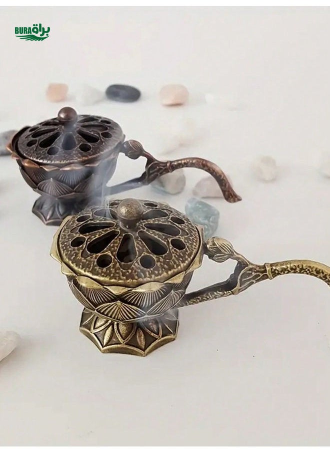 1pc Vintage Lotus Fluffy Incense Burner - Portable Aroma Decor - Serene Home, Yoga, Garden & Patio Accent - Luxurious Candlelight Dinner Prop