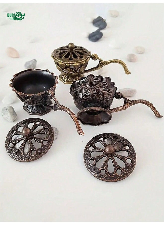 1pc Vintage Lotus Fluffy Incense Burner - Portable Aroma Decor - Serene Home, Yoga, Garden & Patio Accent - Luxurious Candlelight Dinner Prop