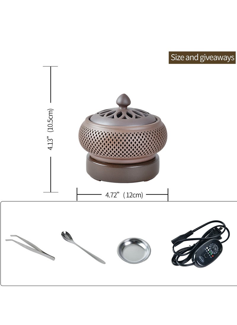 Ceramic Electric Incense Oud Burner with Adjustable Timer & Temperature Control,Resin Coil Aroma Diffuser for Home Air Purification,Meditation,Yoga,Relaxation-Elegant Design for Indoor