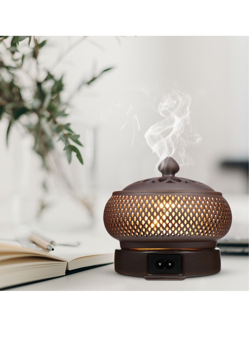 Ceramic Electric Incense Oud Burner with Adjustable Timer & Temperature Control,Resin Coil Aroma Diffuser for Home Air Purification,Meditation,Yoga,Relaxation-Elegant Design for Indoor