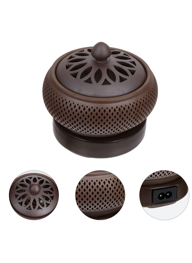 Ceramic Electric Incense Oud Burner with Adjustable Timer & Temperature Control,Resin Coil Aroma Diffuser for Home Air Purification,Meditation,Yoga,Relaxation-Elegant Design for Indoor