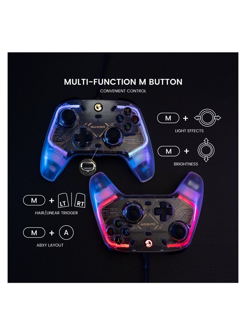 T4 Kaleid Wired USB Type C Gaming Controller RGB For PC Switch Android