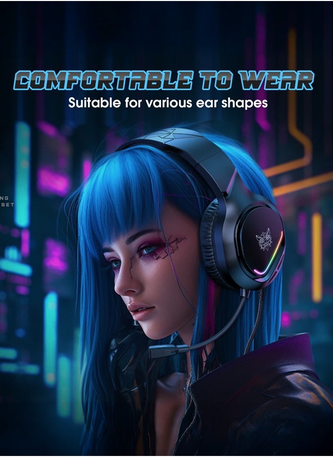 X31 Gaming Headset with Micphone,Over-Ear Wired Gaming Headphones with RGB Light and Surround Sound, for PS4/PS5/XOne/XSeries/NSwitch/PC