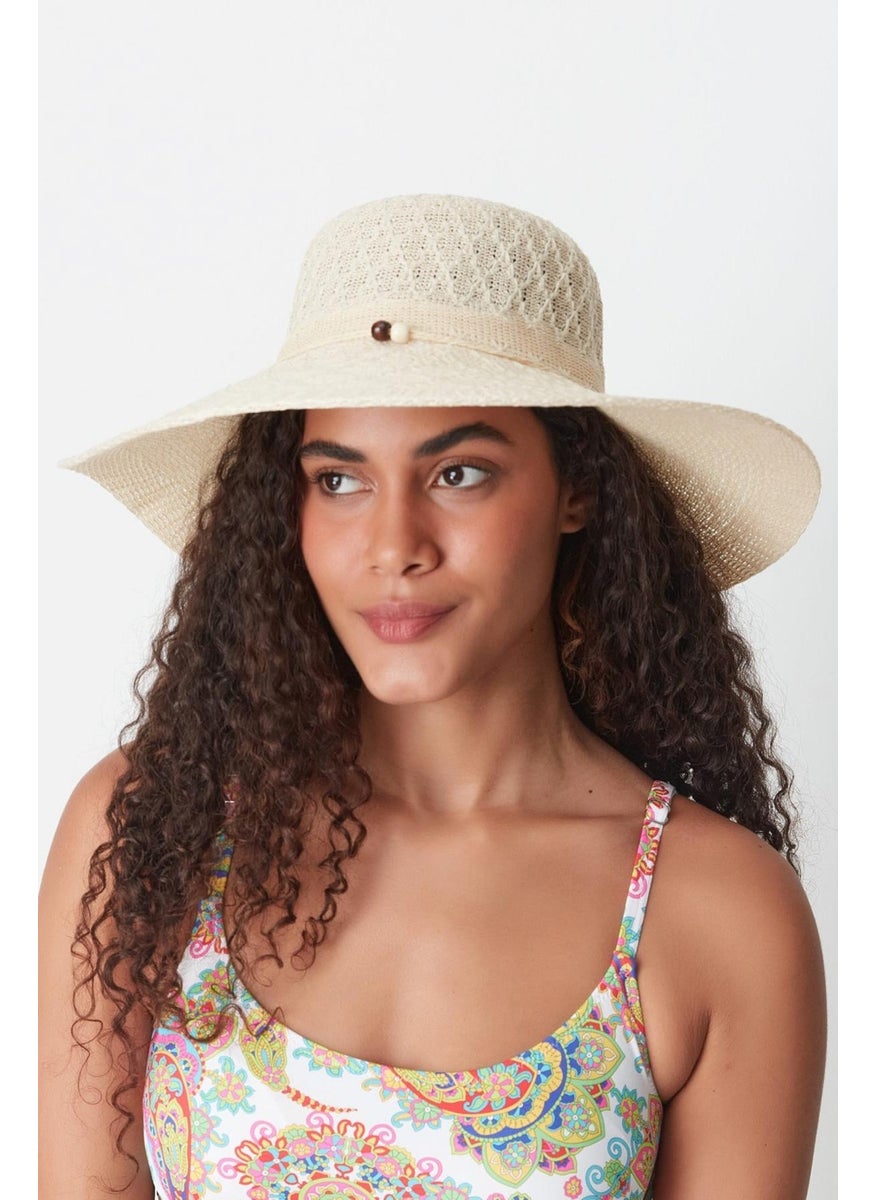 Mercerized Beach Hat T24740-07 Light Beige