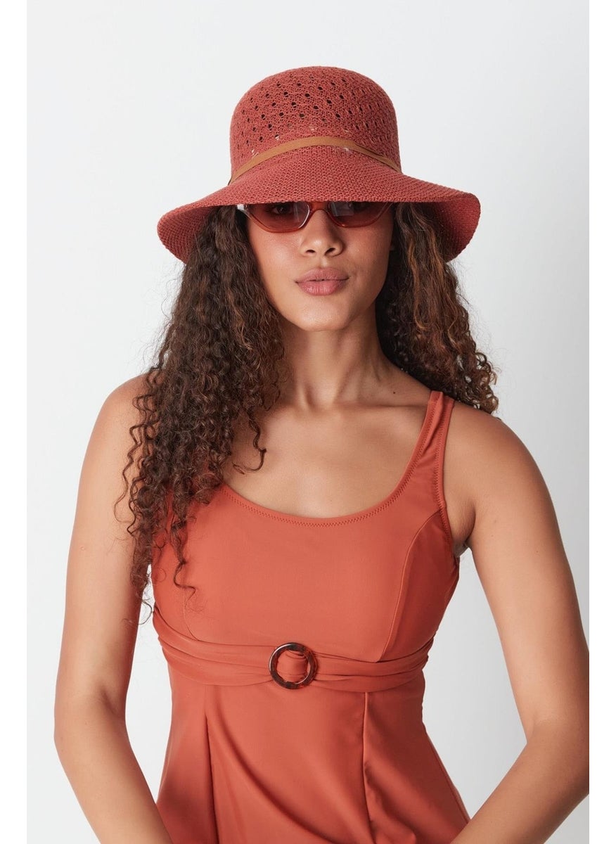 Mercerized Beach Hat T24740-15 Dark Brown