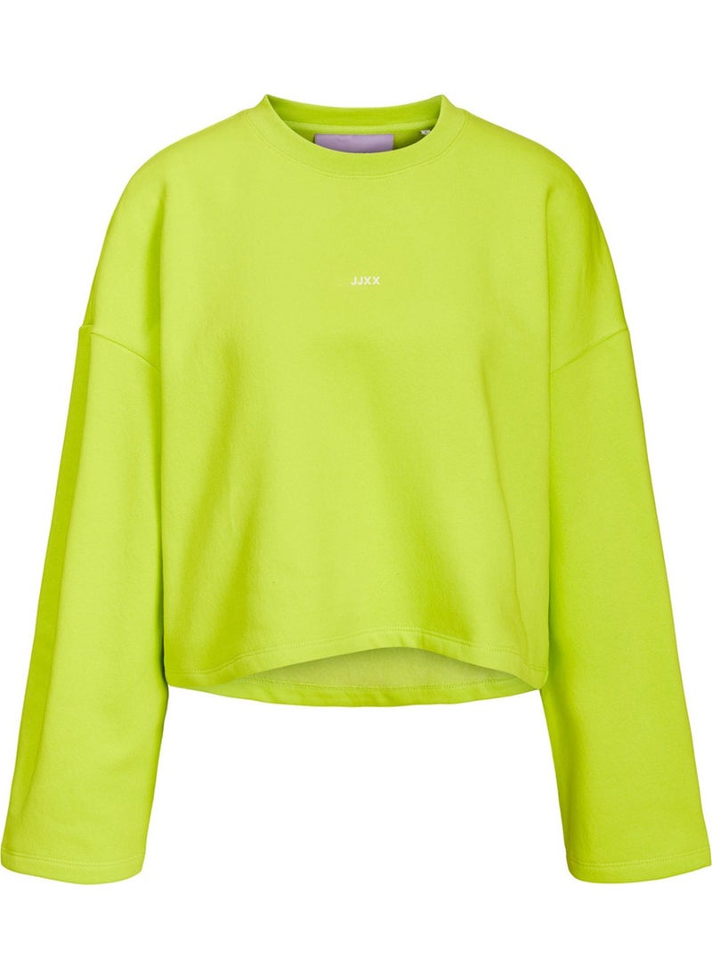 Crew Neck Block Patterned Green Women 12214536