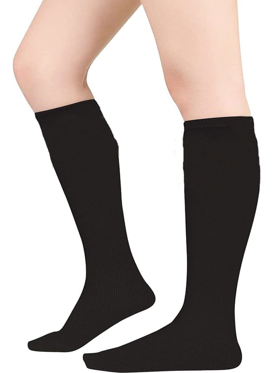 Rivaling All, Pack of 6 Women's Knee-Low Plain College Socks, Cotton