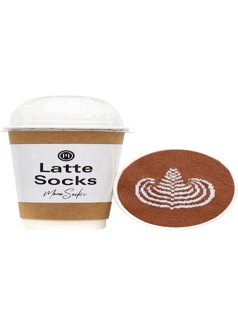 Women's Brown Leaf White Latte 2-Piece Coffee Socks