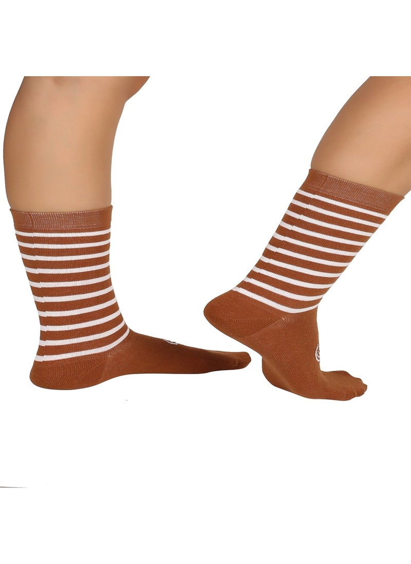 Women's Brown Leaf White Latte 2-Piece Coffee Socks