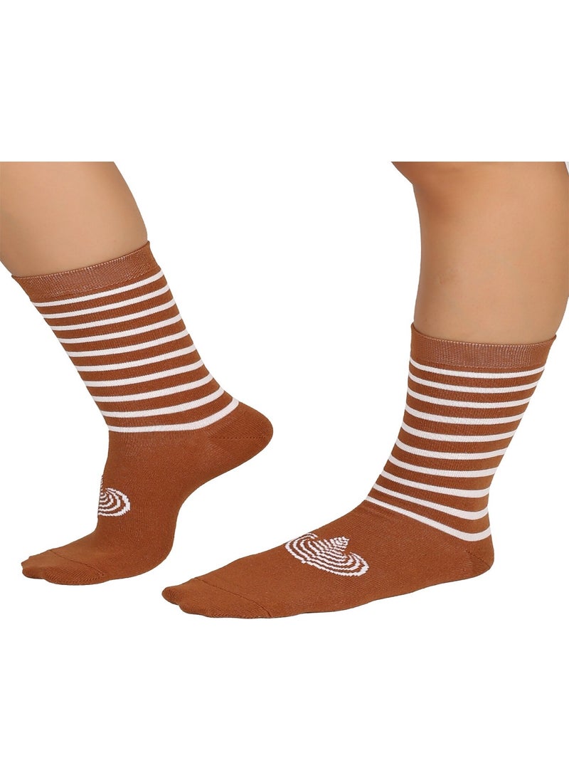 Women's Brown Leaf White Latte 2-Piece Coffee Socks