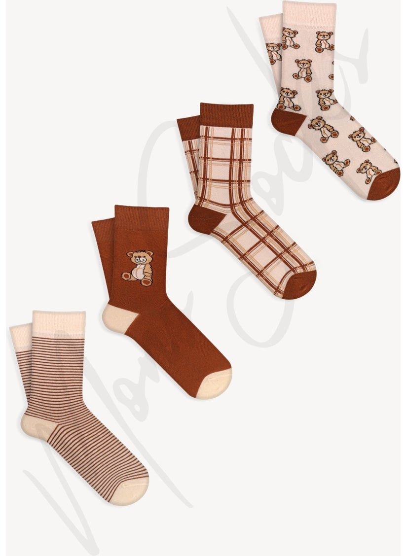 4-Piece Teddy Bear Lazy Bear Socks