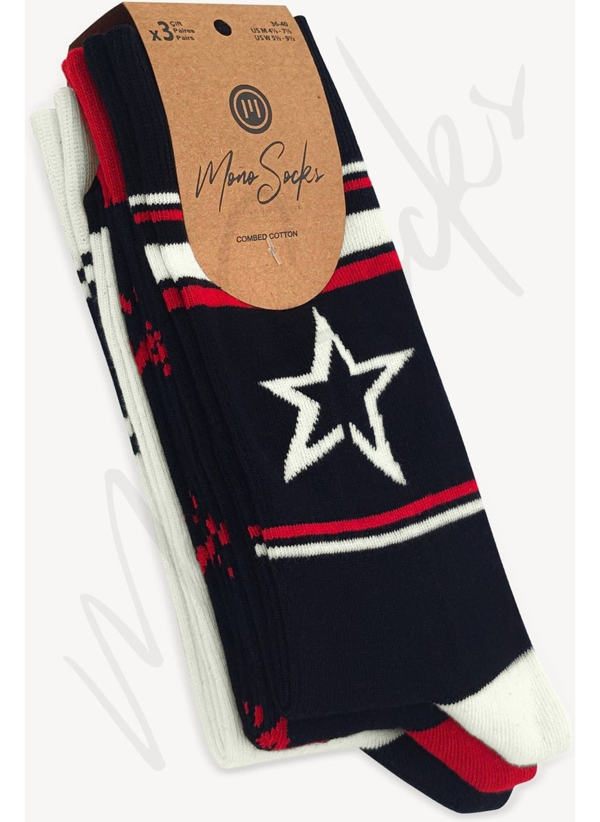 3 Pack Star Patterned Ski Ski Socks