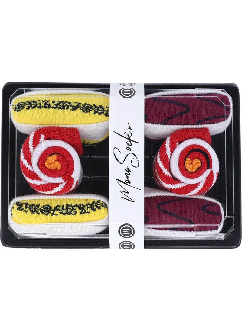 Unisex Colorful Tuna Maki Set A 3-Piece Sushi Socks