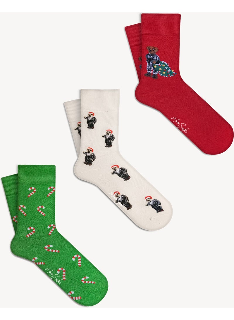 3-Piece Teddy Bear Christmas Socks