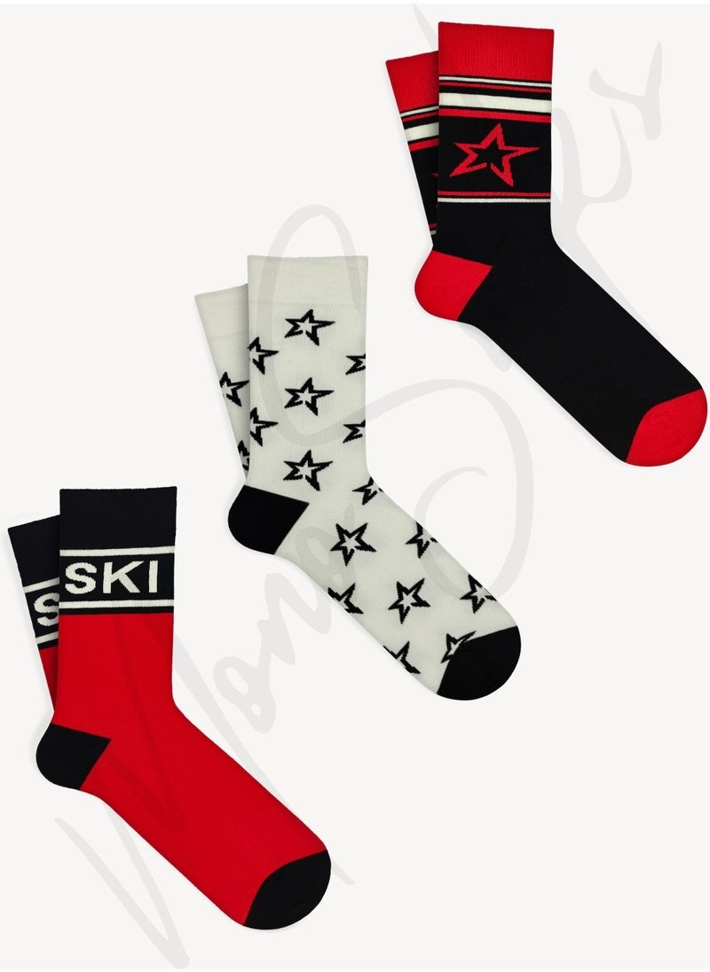 3 Pack Star Patterned Ski Ski Socks