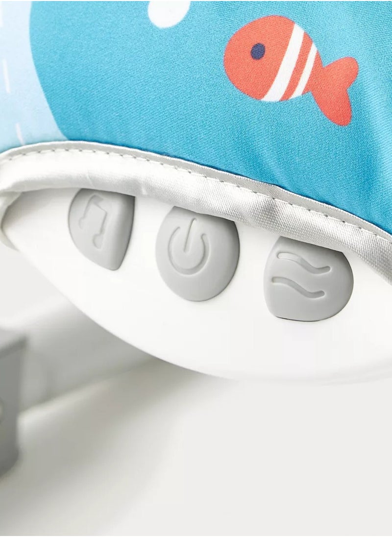 Printed Baby Bouncer With Soothing Music,  Calm Vibrations and Removable Toys - Pirate Lion