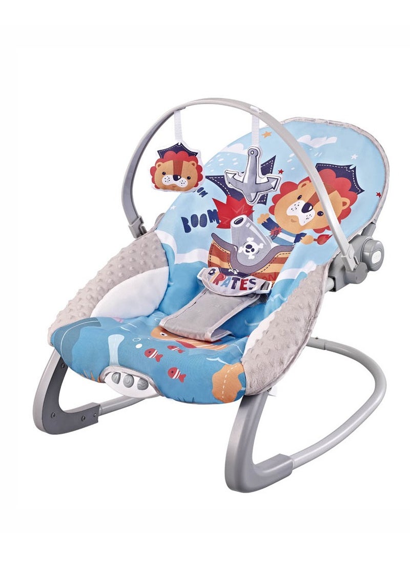 Printed Baby Bouncer With Soothing Music,  Calm Vibrations and Removable Toys - Pirate Lion