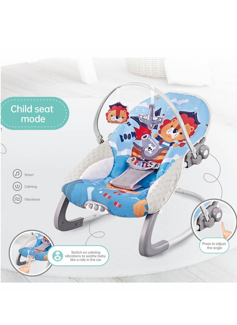 Printed Baby Bouncer With Soothing Music,  Calm Vibrations and Removable Toys - Pirate Lion